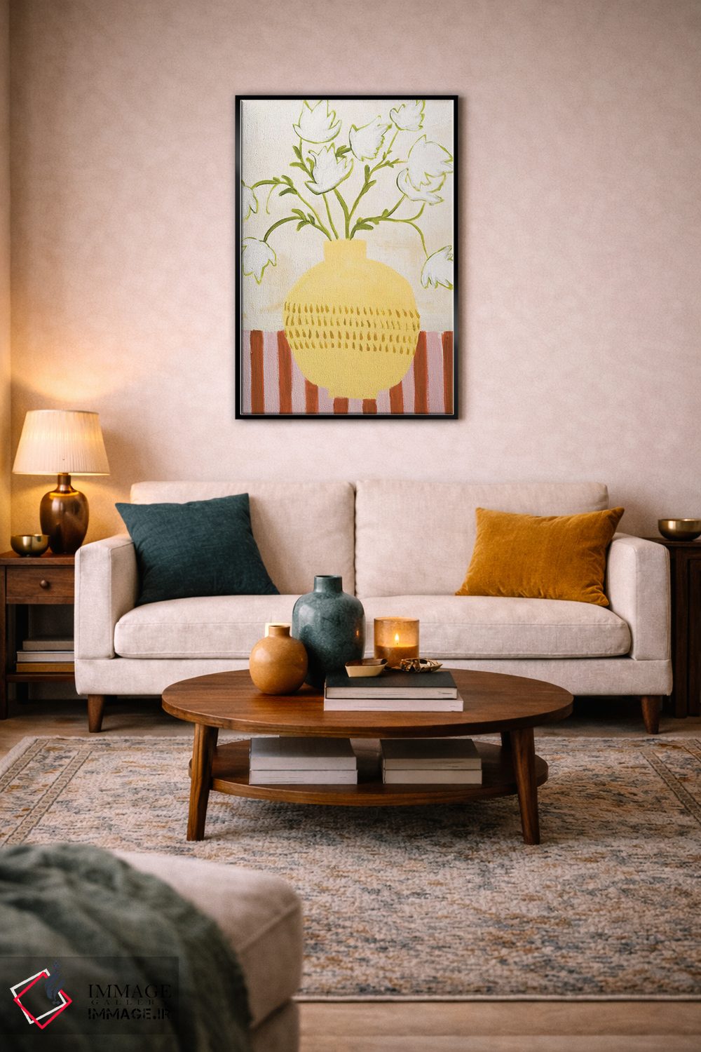 تابلو مینیمال گلدان زرد اثر دیزاین فابریکن - D5B