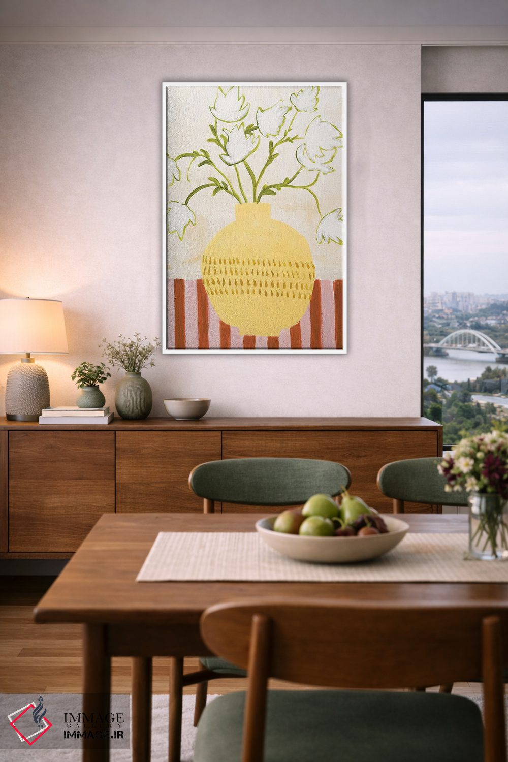 تابلو مینیمال گلدان زرد اثر دیزاین فابریکن - D6W