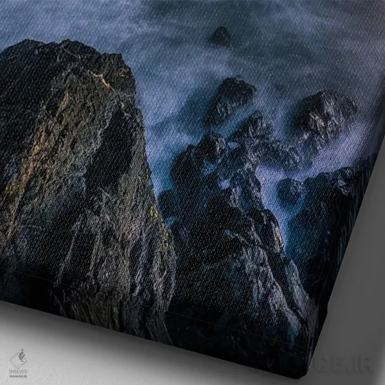 تابلو دکوراتیو صخره بزرگ اثر فابیو آنتنور - نمای نزدیک بافت بوم