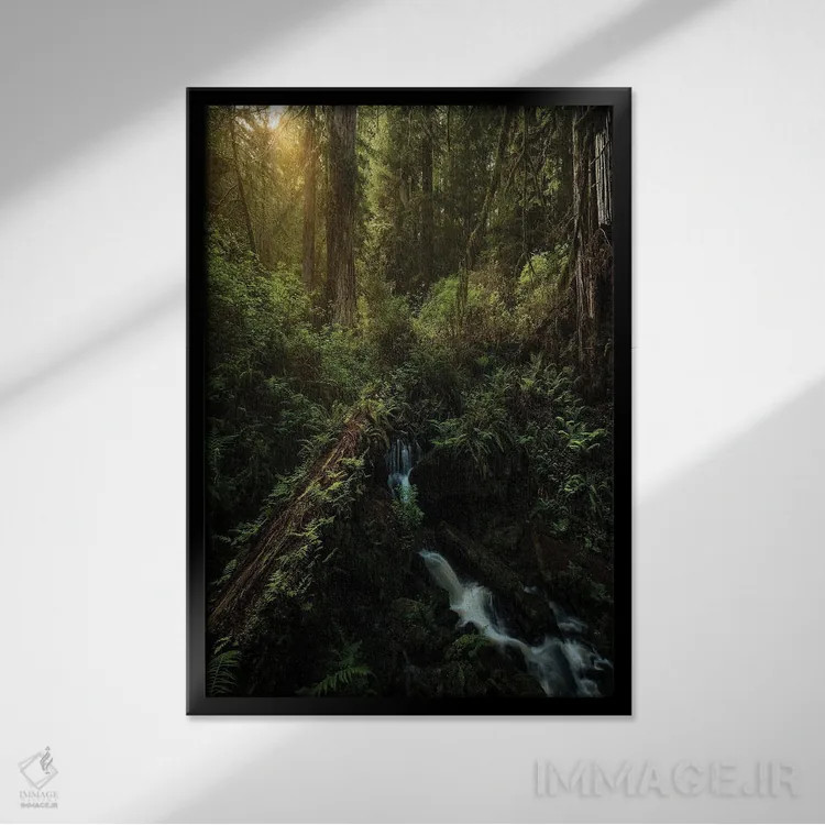 تابلو دکوراتیو خطوط سرخ چوب اثر فابیو آنتنور - نمای قابدار مشکی