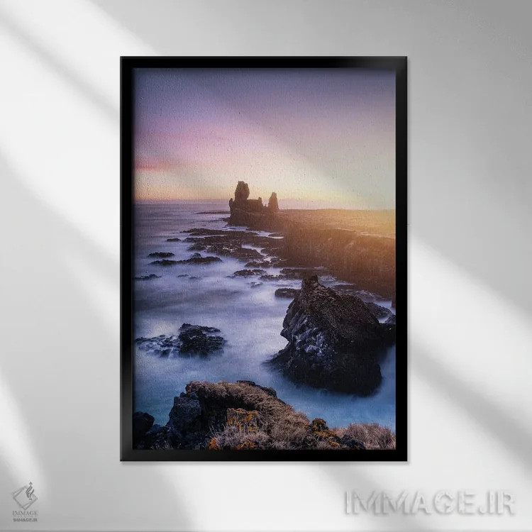 تابلو دکوراتیو غروب آفتاب اثر فابیو آنتنور - نمای قابدار مشکی