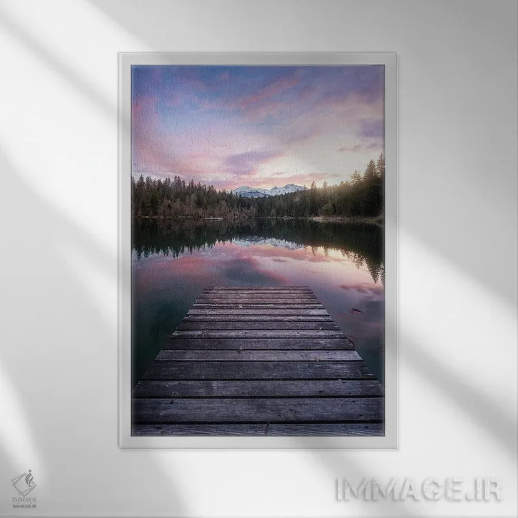 تابلو دکوراتیو دریاچه کرستا اثر فابیو آنتنور - نمای قابدار سفید