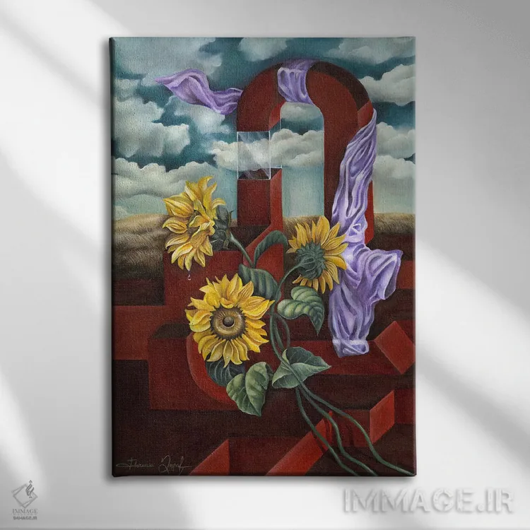 تابلو دکوراتیو آفتابگردان اثر فلورنسیا دگراف - نمای روبهرو روی دیوار