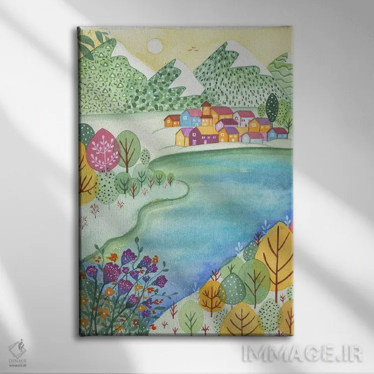 تابلو دکوراتیو روستای رویایی اثر اف ان کی دیزاینز - نمای روبهرو روی دیوار