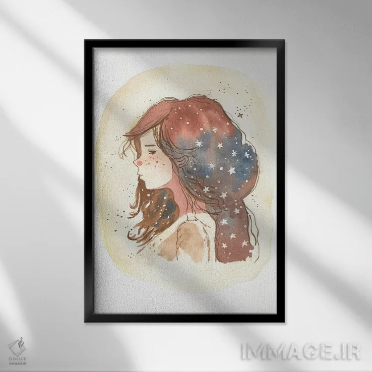 تابلو دکوراتیو زنانه الهی اثر اف ان کی دیزاینز - نمای قابدار مشکی