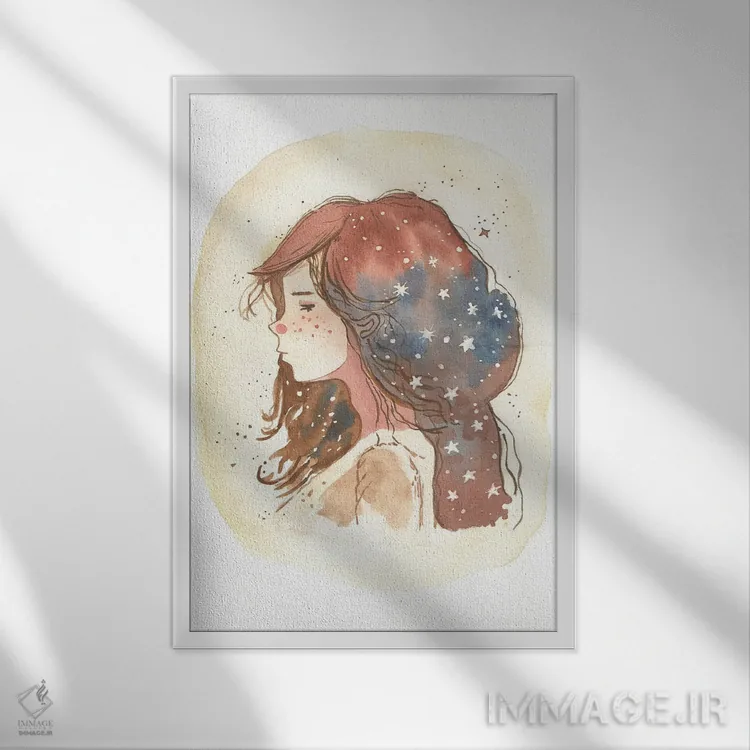 تابلو دکوراتیو زنانه الهی اثر اف ان کی دیزاینز - نمای قابدار سفید