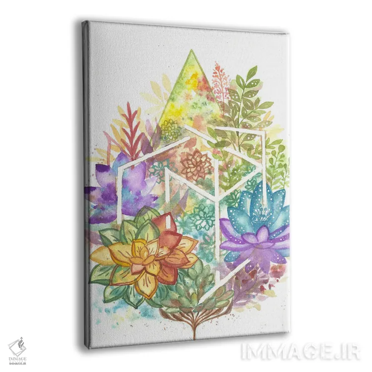 تابلو انتزاعی گل هندسی اثر اف ان کی دیزاینز - نمای پرسپکتیو محصول