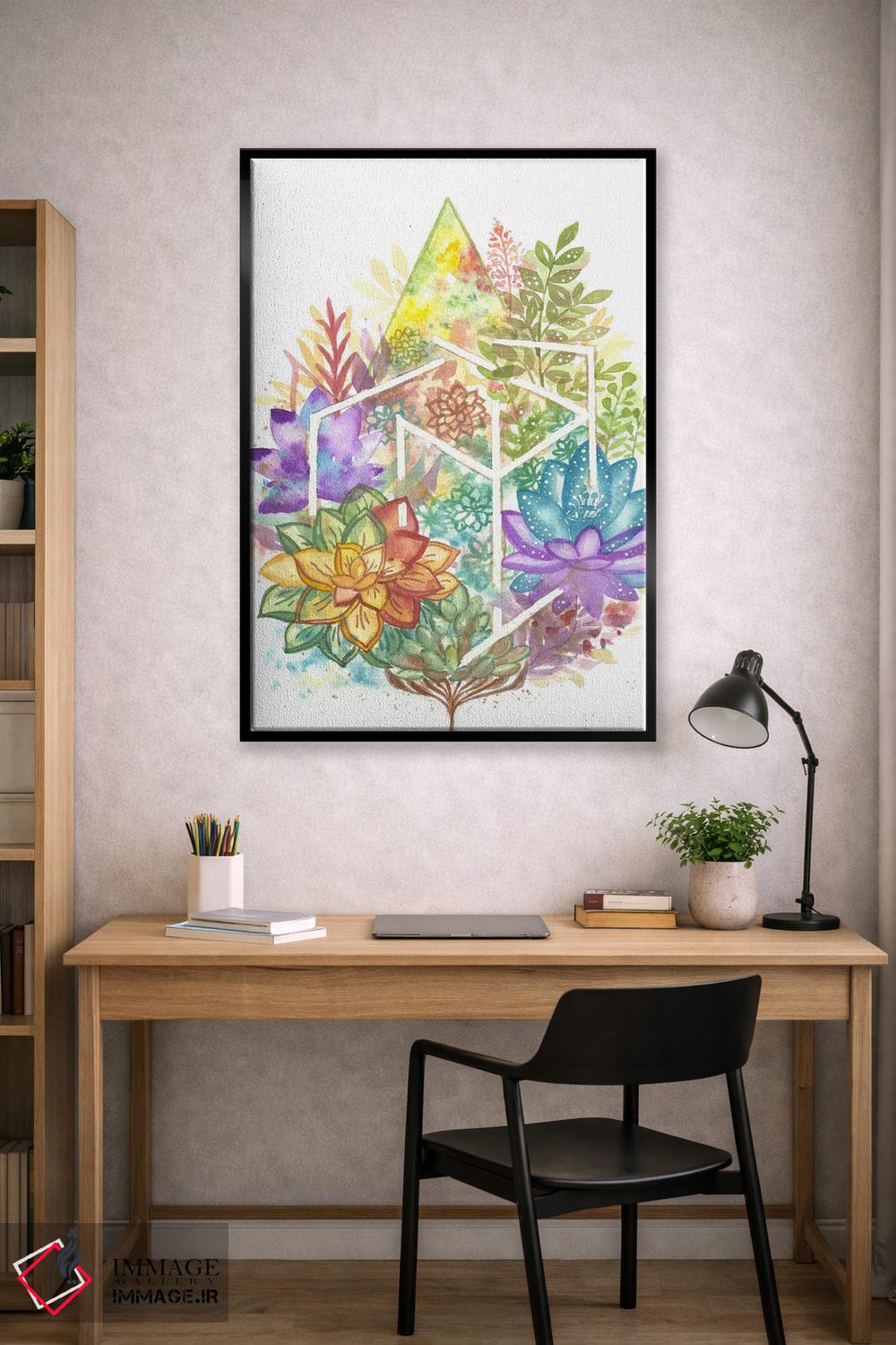 تابلو انتزاعی گل هندسی اثر اف ان کی دیزاینز - D3B