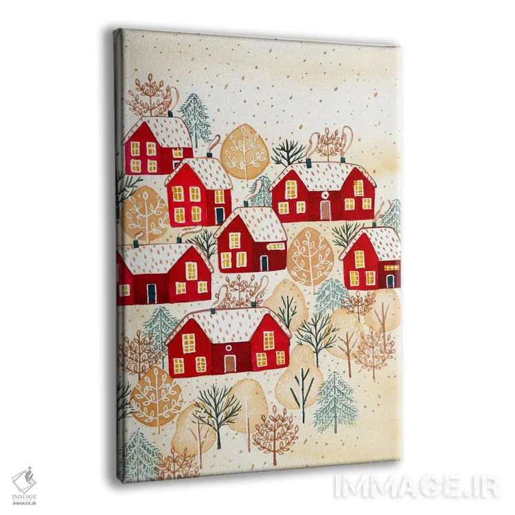 تابلو دکوراتیو روستای طلایی زمستانی اثر اف ان کی دیزاینز - نمای پرسپکتیو محصول