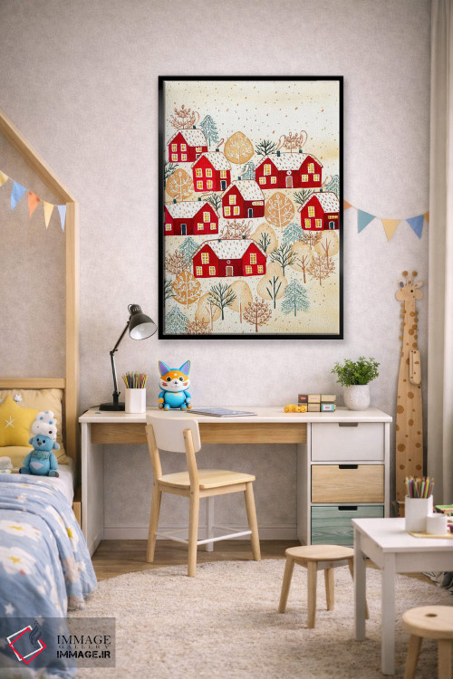 تابلو دکوراتیو روستای طلایی زمستانی اثر اف ان کی دیزاینز - D1B