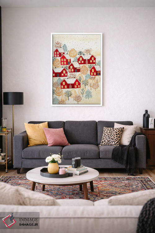 تابلو دکوراتیو روستای طلایی زمستانی اثر اف ان کی دیزاینز - D2W