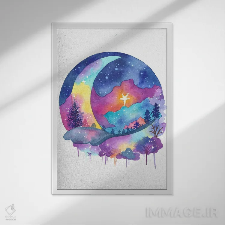 تابلو دکوراتیو عشق ماه اثر اف ان کی دیزاینز - نمای قابدار سفید