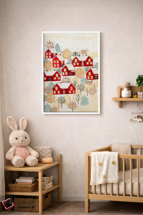 تابلو دکوراتیو روستای طلایی زمستانی اثر اف ان کی دیزاینز - D3W