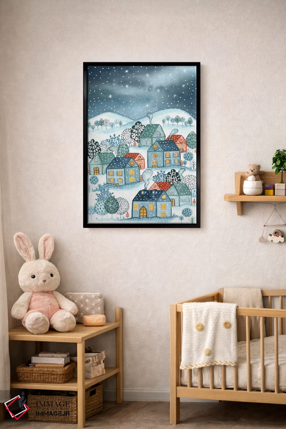 تابلو دکوراتیو شب اولین برف اثر اف ان کی دیزاینز - D4B