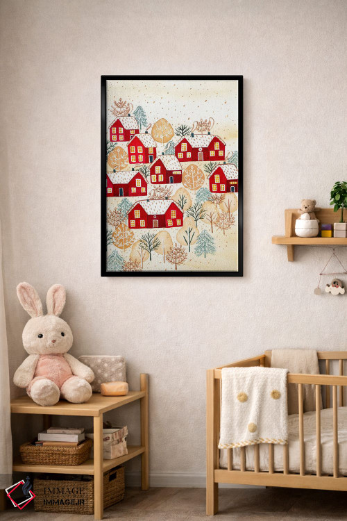 تابلو دکوراتیو روستای طلایی زمستانی اثر اف ان کی دیزاینز - D4B