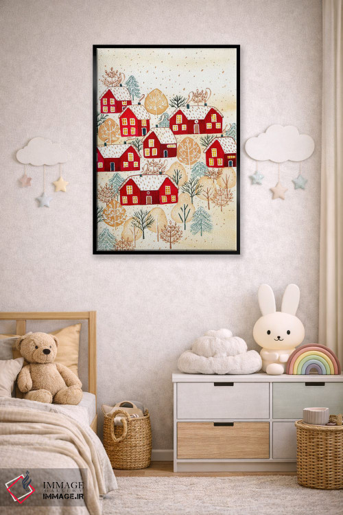 تابلو دکوراتیو روستای طلایی زمستانی اثر اف ان کی دیزاینز - D5B