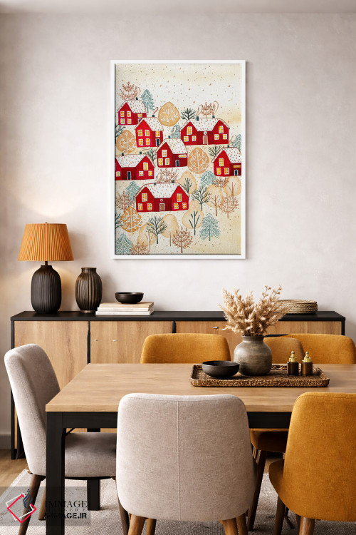 تابلو دکوراتیو روستای طلایی زمستانی اثر اف ان کی دیزاینز - D6W