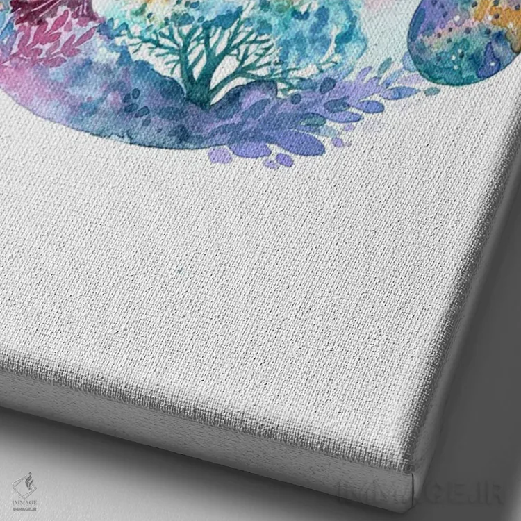 تابلو دکوراتیو درخت در نور ماه اثر اف ان کی دیزاینز - نمای نزدیک بافت بوم