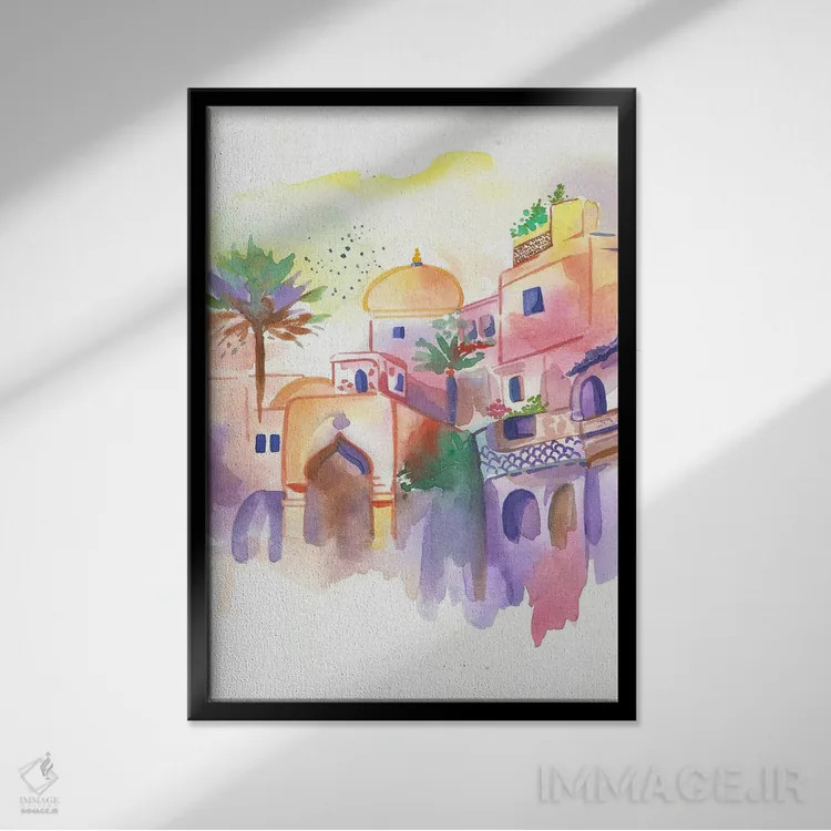 تابلو دکوراتیو سفر مراکش اثر اف ان کی دیزاینز - نمای قابدار مشکی