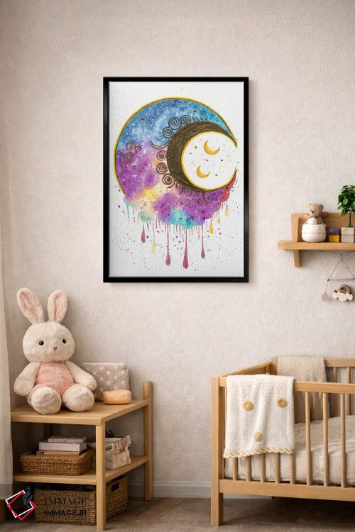 تابلو دکوراتیو ماه با ورق طلا اثر اف ان کی دیزاینز - D3B