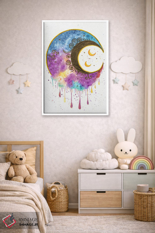 تابلو دکوراتیو ماه با ورق طلا اثر اف ان کی دیزاینز - D2W