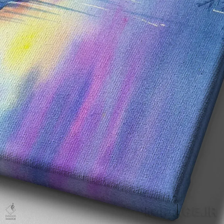 تابلو دکوراتیو شفق قطبی در کوهستان ها اثر اف ان کی دیزاینز - نمای نزدیک بافت بوم