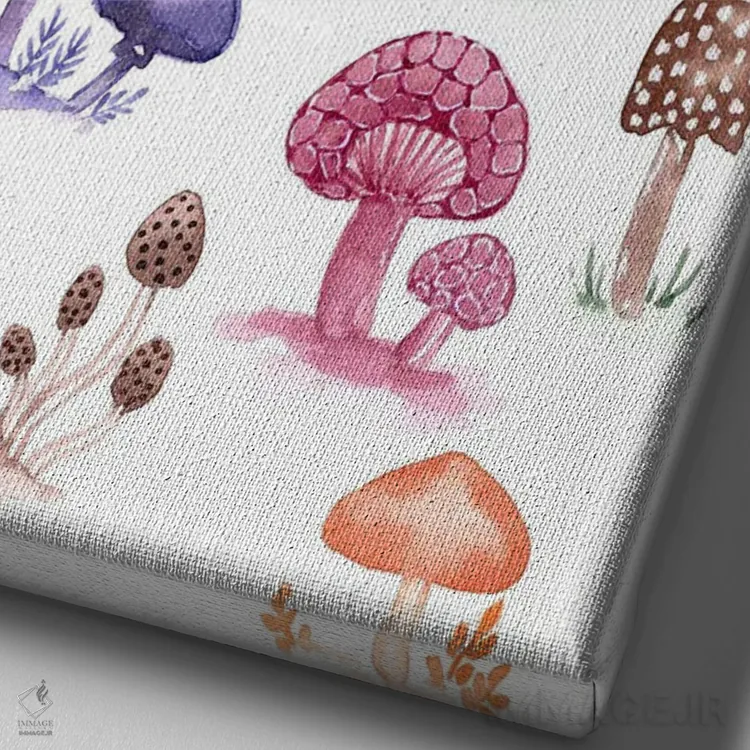 تابلو دکوراتیو باغ قارچ اثر اف ان کی دیزاینز - نمای نزدیک بافت بوم