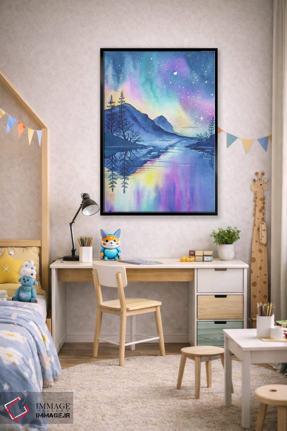 تابلو دکوراتیو شفق قطبی در کوهستان ها اثر اف ان کی دیزاینز - D1B