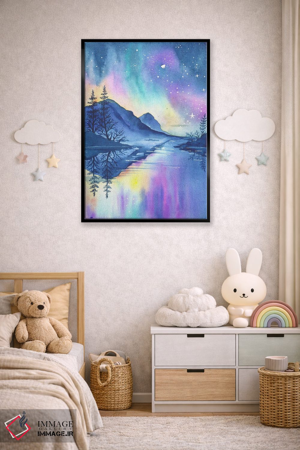 تابلو دکوراتیو شفق قطبی در کوهستان ها اثر اف ان کی دیزاینز - D6B
