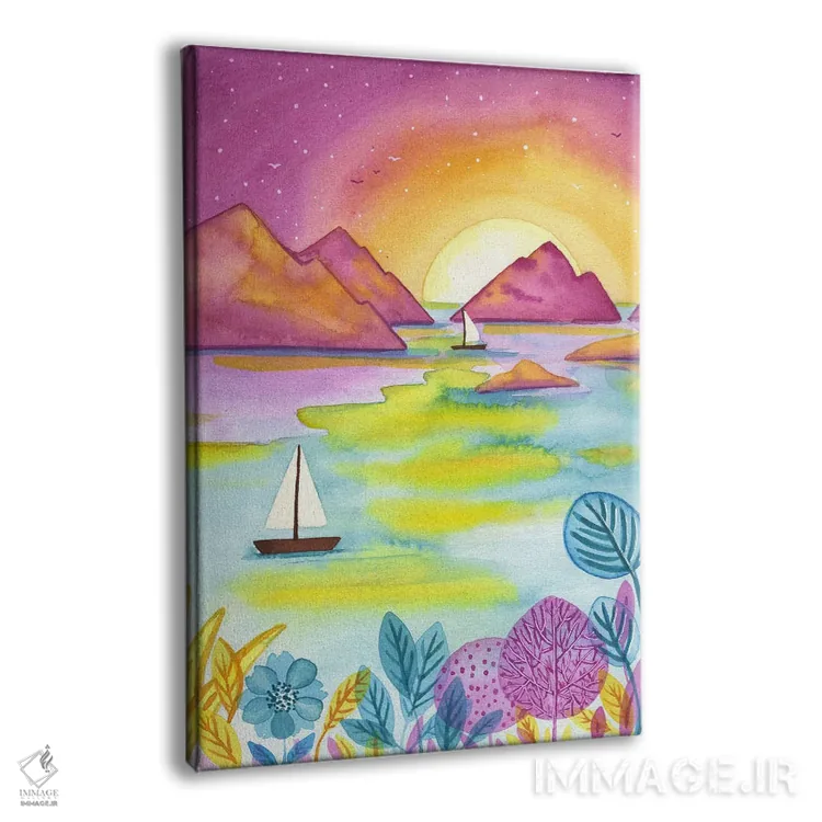 تابلو دکوراتیو غروب صورتی اثر اف ان کی دیزاینز - نمای پرسپکتیو محصول