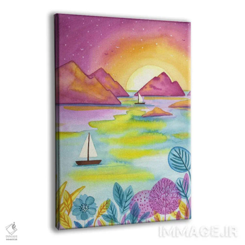 تابلو دکوراتیو غروب صورتی اثر اف ان کی دیزاینز - نمای پرسپکتیو محصول