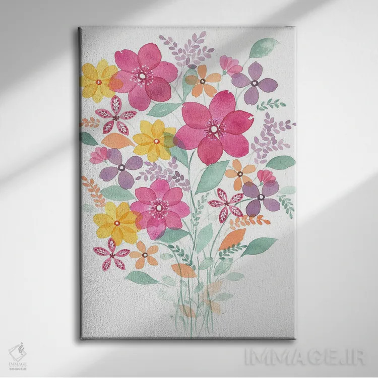 تابلو دکوراتیو دکور گل دار اثر اف ان کی دیزاینز - نمای روبهرو روی دیوار