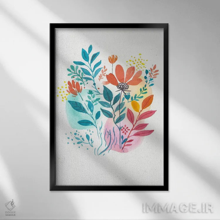 تابلو دکوراتیو گل های ساده اثر اف ان کی دیزاینز - نمای قابدار مشکی