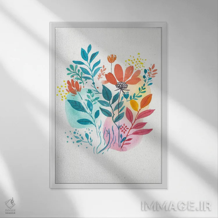 تابلو دکوراتیو گل های ساده اثر اف ان کی دیزاینز - نمای قابدار سفید