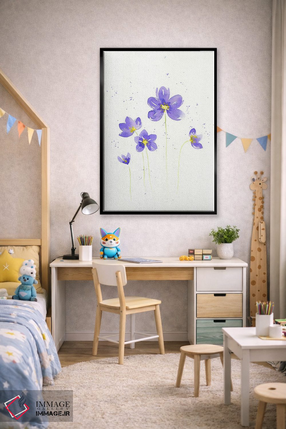 تابلو دکوراتیو گل بنفش اثر اف ان کی دیزاینز - D1B