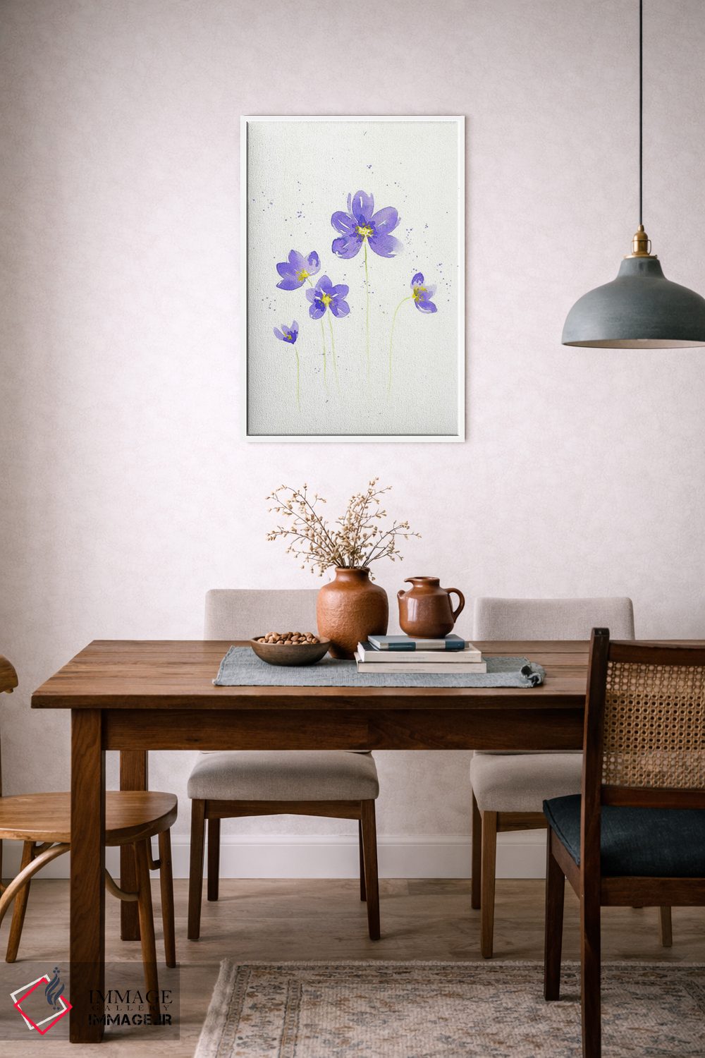 تابلو دکوراتیو گل بنفش اثر اف ان کی دیزاینز - D6W