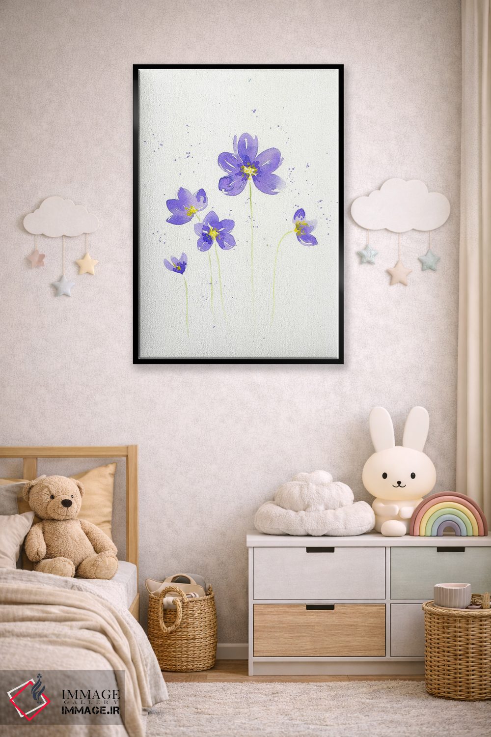 تابلو دکوراتیو گل بنفش اثر اف ان کی دیزاینز - D5B