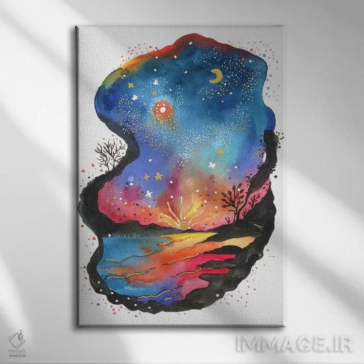 تابلو دکوراتیو بهشت غروب اثر اف ان کی دیزاینز - نمای روبهرو روی دیوار