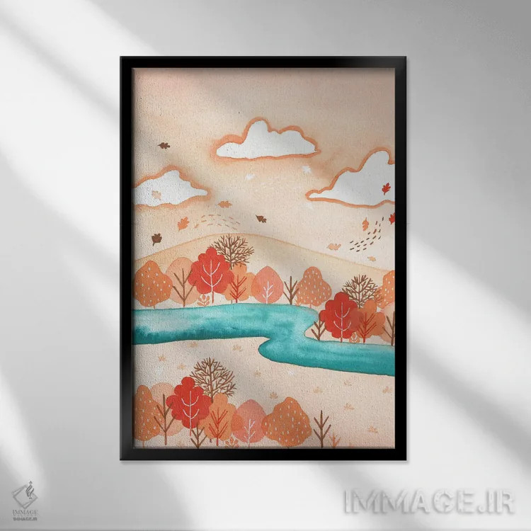 تابلو دکوراتیو نسیم پاییزی اثر اف ان کی دیزاینز - نمای قابدار مشکی