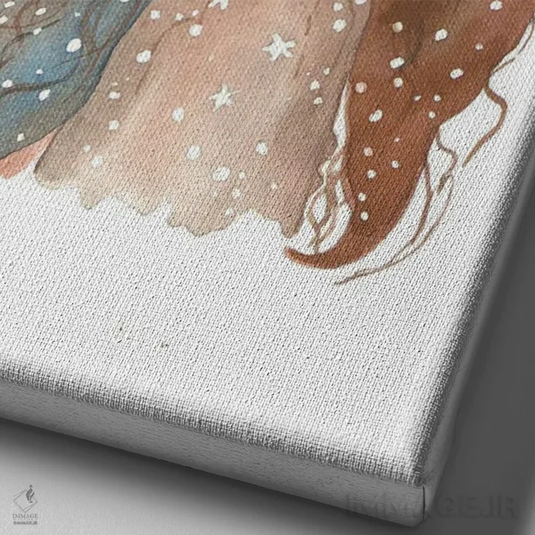 تابلو دکوراتیو دختر درخشان اثر اف ان کی دیزاینز - نمای نزدیک بافت بوم