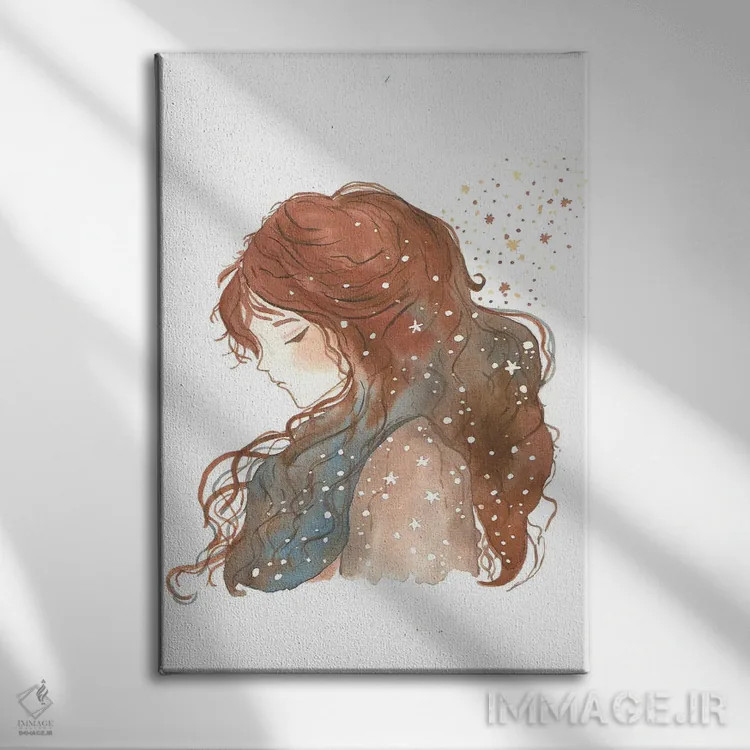 تابلو دکوراتیو دختر درخشان اثر اف ان کی دیزاینز - نمای روبهرو روی دیوار
