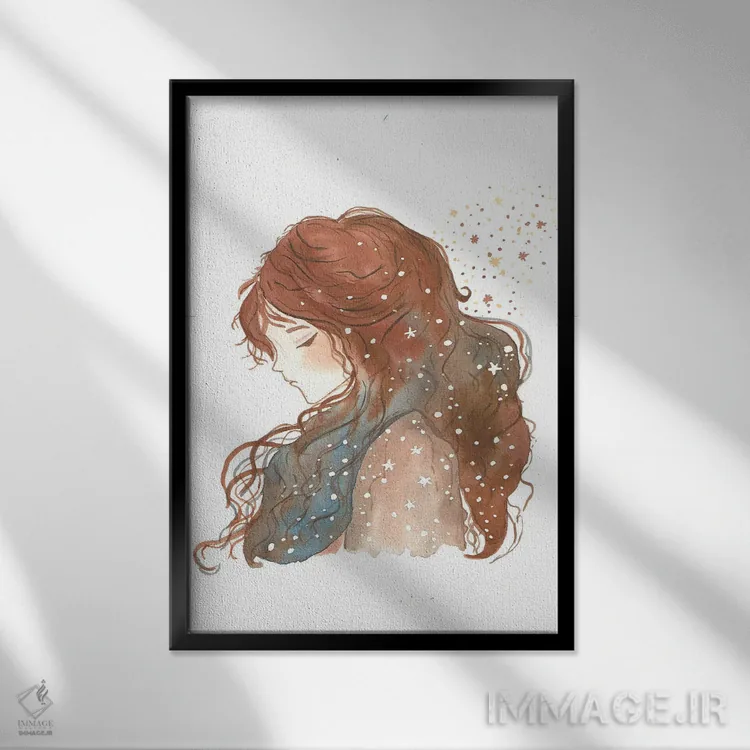 تابلو دکوراتیو دختر درخشان اثر اف ان کی دیزاینز - نمای قابدار مشکی