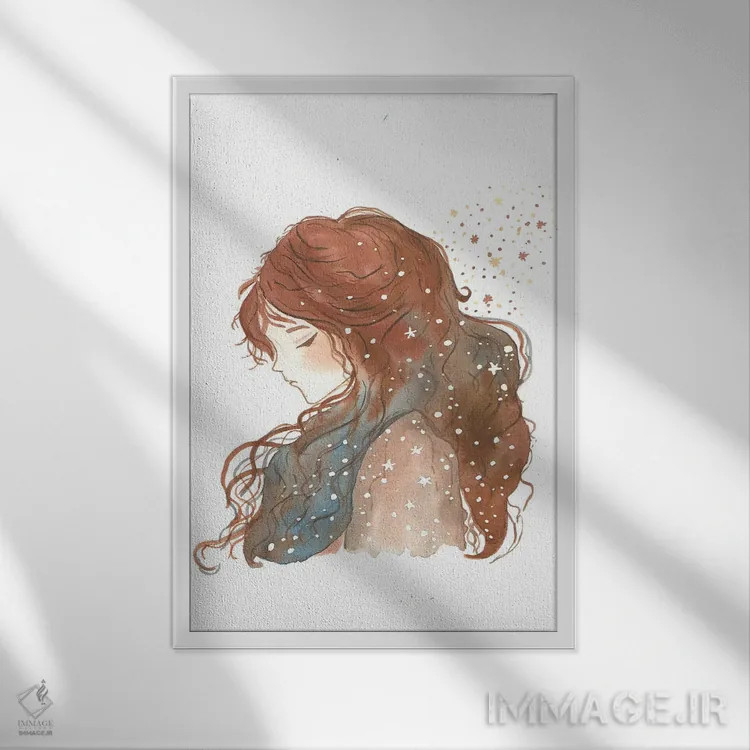 تابلو دکوراتیو دختر درخشان اثر اف ان کی دیزاینز - نمای قابدار سفید