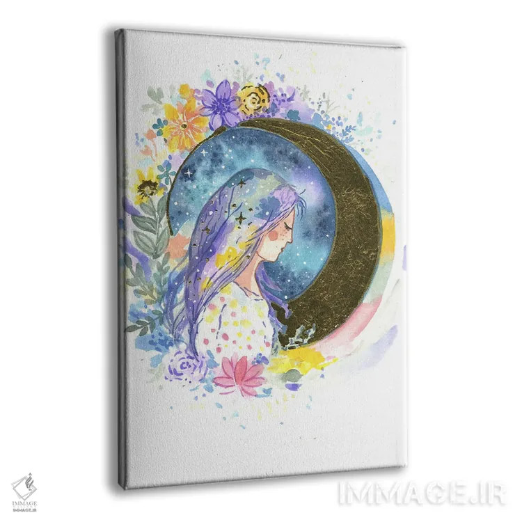 تابلو دکوراتیو دختر ماه اثر اف ان کی دیزاینز - نمای پرسپکتیو محصول
