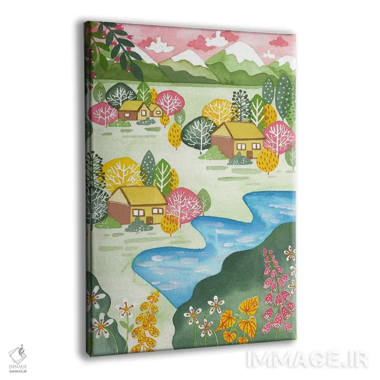 تابلو دکوراتیو کوه های بهاری اثر اف ان کی دیزاینز - نمای پرسپکتیو محصول