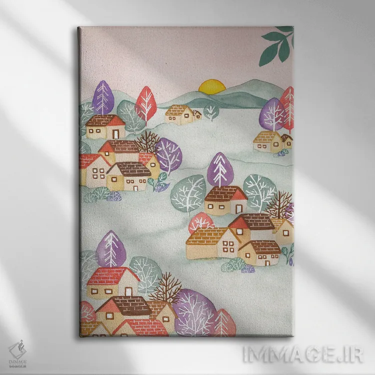 تابلو دکوراتیو روستای بهاری اثر اف ان کی دیزاینز - نمای روبهرو روی دیوار