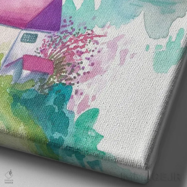 تابلو دکوراتیو زندگی زیبا اثر اف ان کی دیزاینز - نمای نزدیک بافت بوم