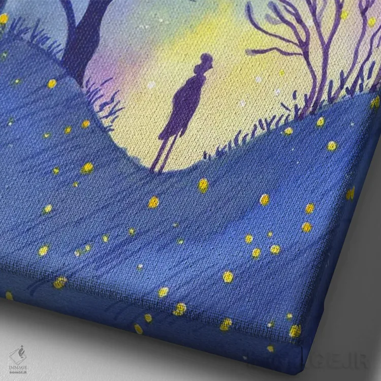 تابلو دکوراتیو شب پرستاره اثر اف ان کی دیزاینز - نمای نزدیک بافت بوم