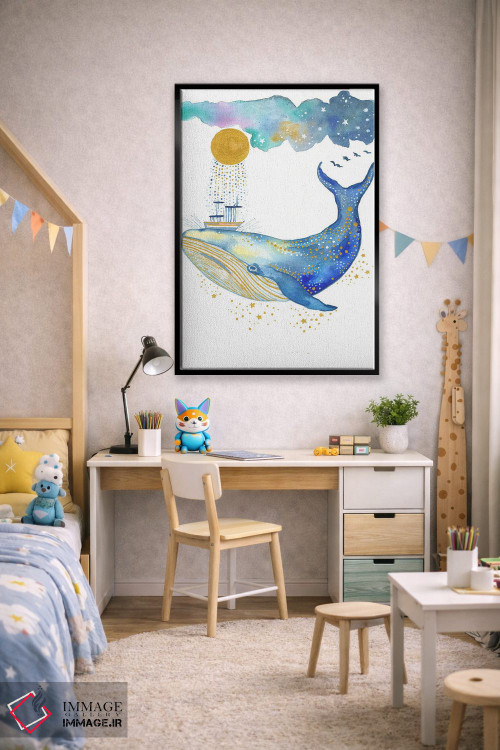 تابلو دکوراتیو نقاشی نهنگ اثر اف ان کی دیزاینز - D1B