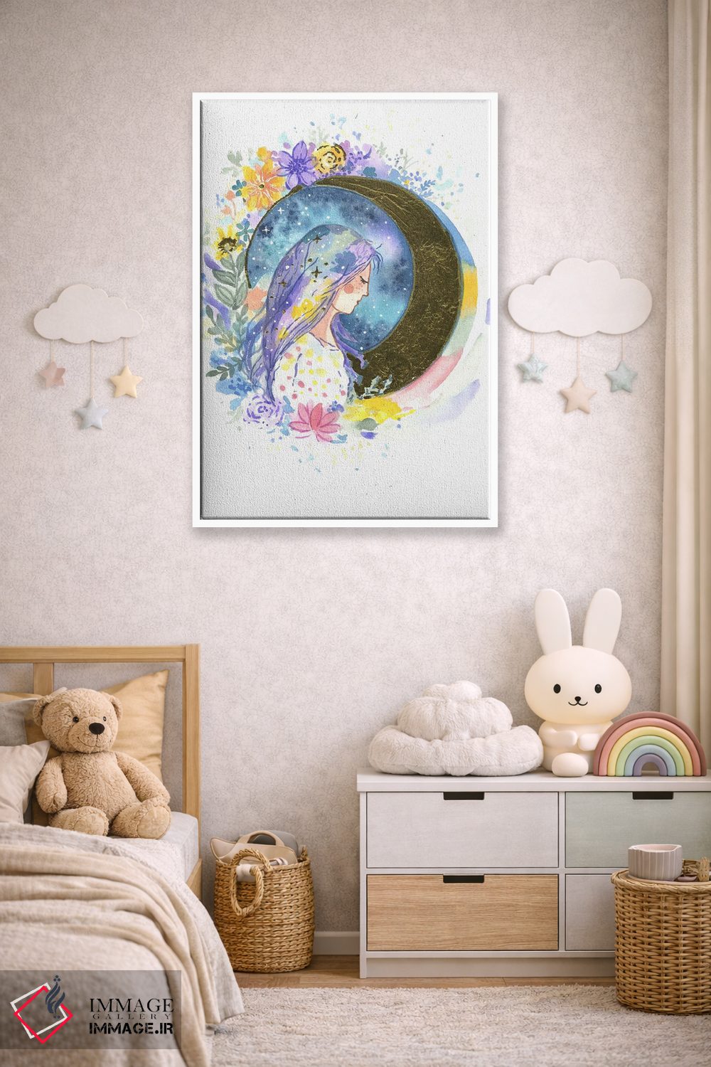 تابلو دکوراتیو دختر ماه اثر اف ان کی دیزاینز - D4W